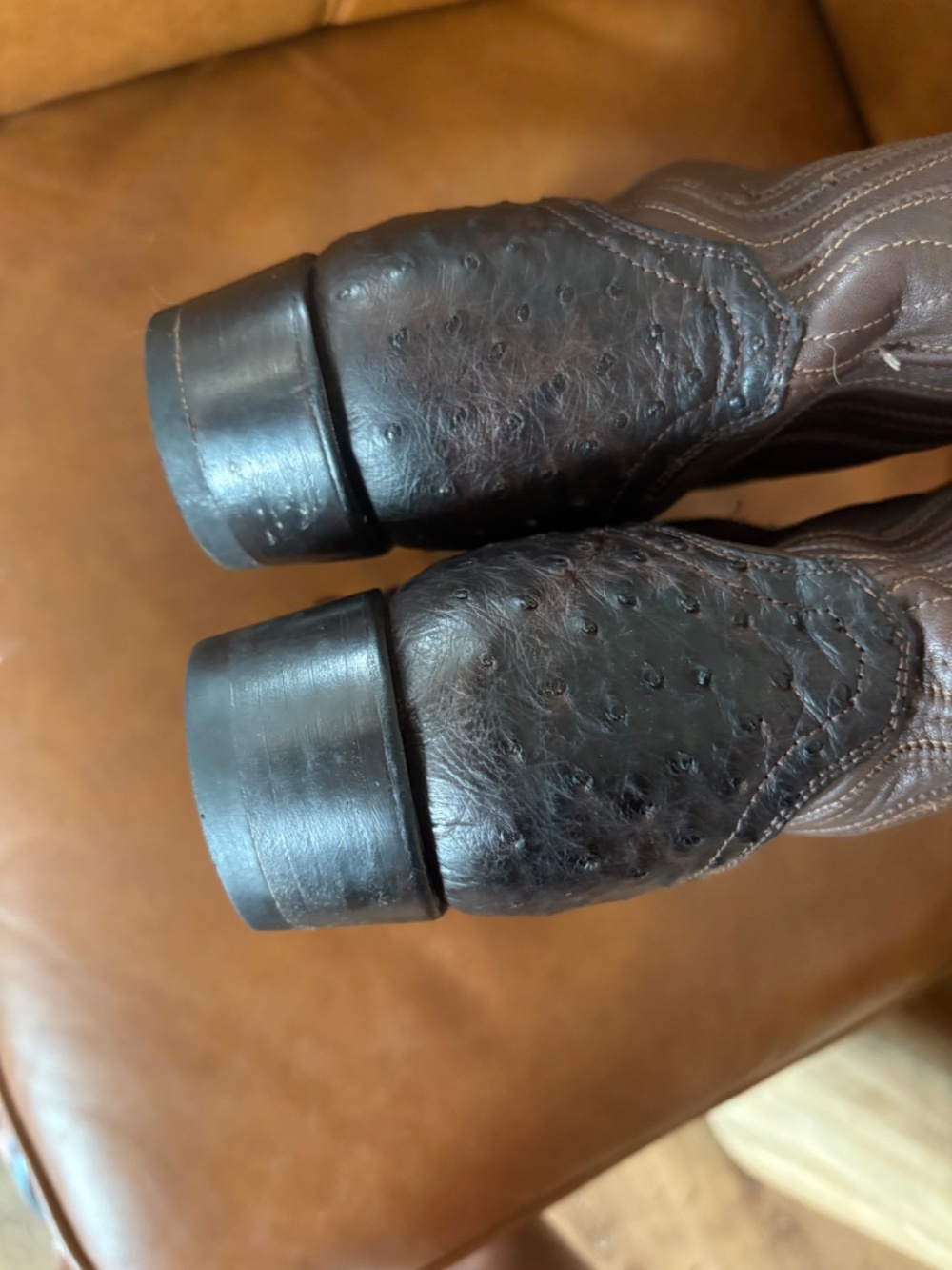 Tecovas Men’s 9.5 D Full Quill Ostrich “The Wyatt” Pecan - Picture 9 of 17